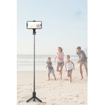 Wholesale Mini Easy to Carry 3 in 1 Aluminum Wireless Bluetooth Extendable Selfie Stick with Tripod Stand (Black)